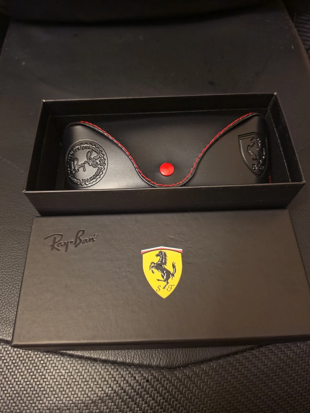 Ray-Ban Scuderia Ferrari ORB3601M Sunglasses - Black on Gold with Brown Lenses